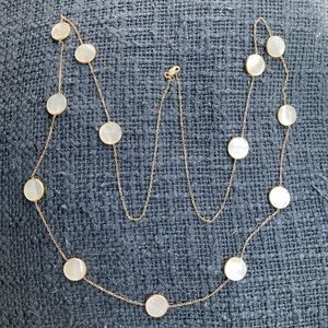 36” long Mother of Pearl Circles Station Neckles.
